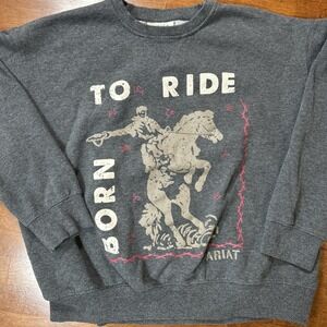 Ariat Sweatshirt Women's Size Small Gray Pullover Born To Ride